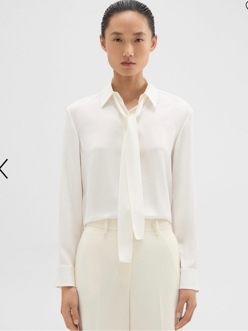 Theory Tie Neck Blouse in Silk Georgette